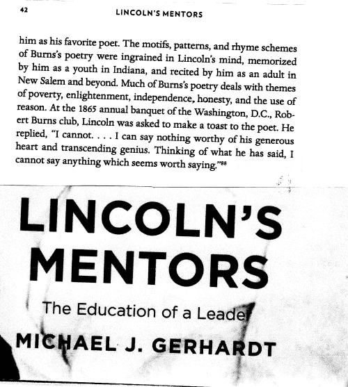 A scanned excerpt of the book Lincoln's Mentorsa by Michael J. Gerhart the relevant text of which is repeated in the post